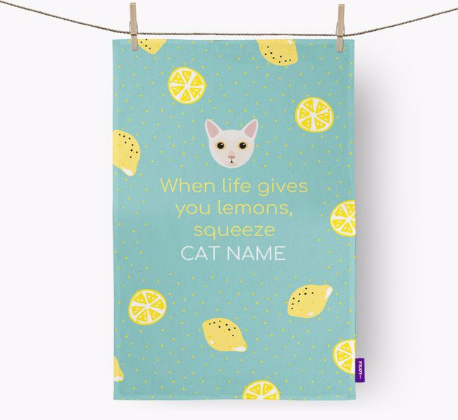 'When Life Gives You Lemons' - Personalised {breedFullName} Tea Towel